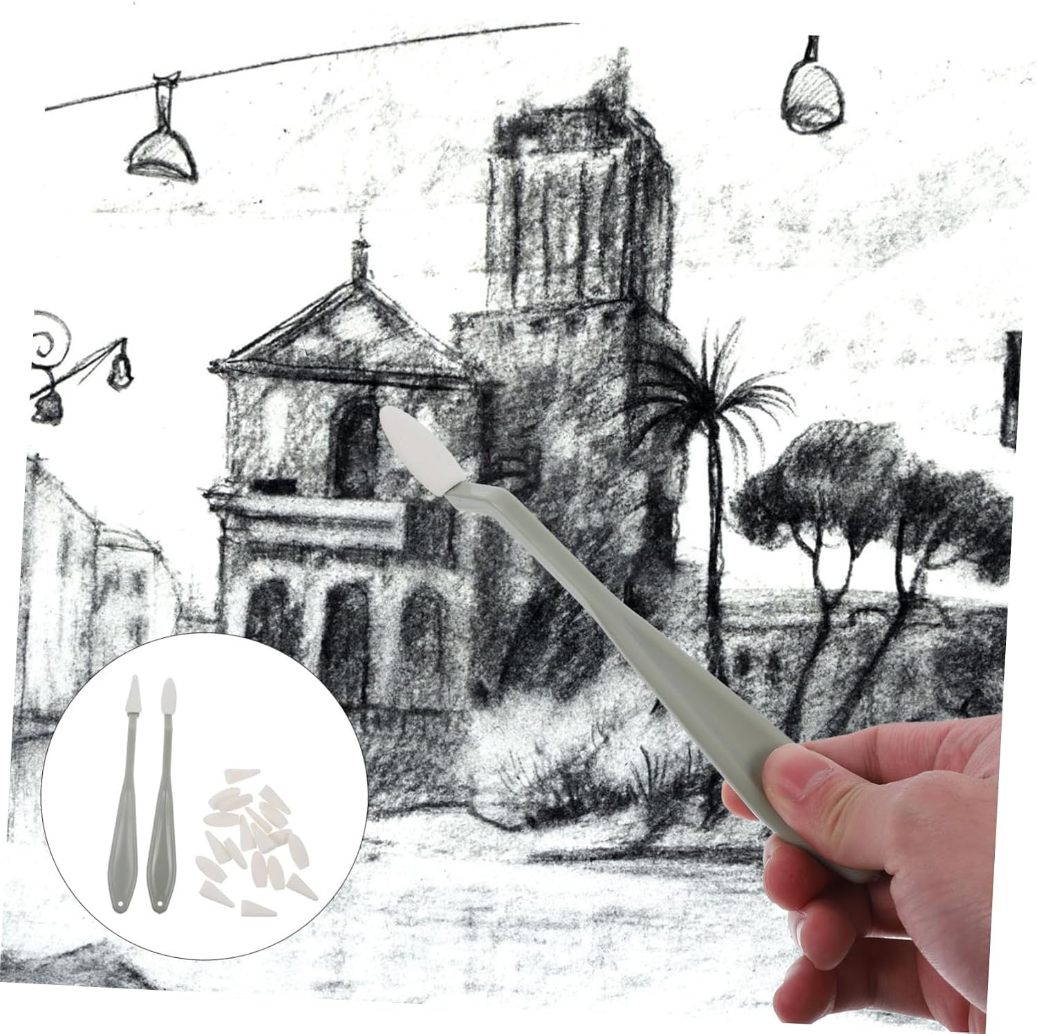 STOBOK 1set Sketch Drawing Tool Kit Blending Stumps and Sponge Wipes for Art Students for Detailing Blending and Highlighting Techniques Sketching