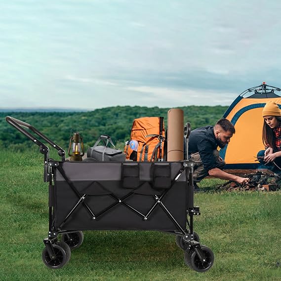 500 lbs Folding Beach Wagon with All-Terrain Wheels & Push-Pull Handle