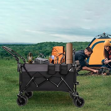500 lbs Folding Beach Wagon with All-Terrain Wheels & Push-Pull Handle