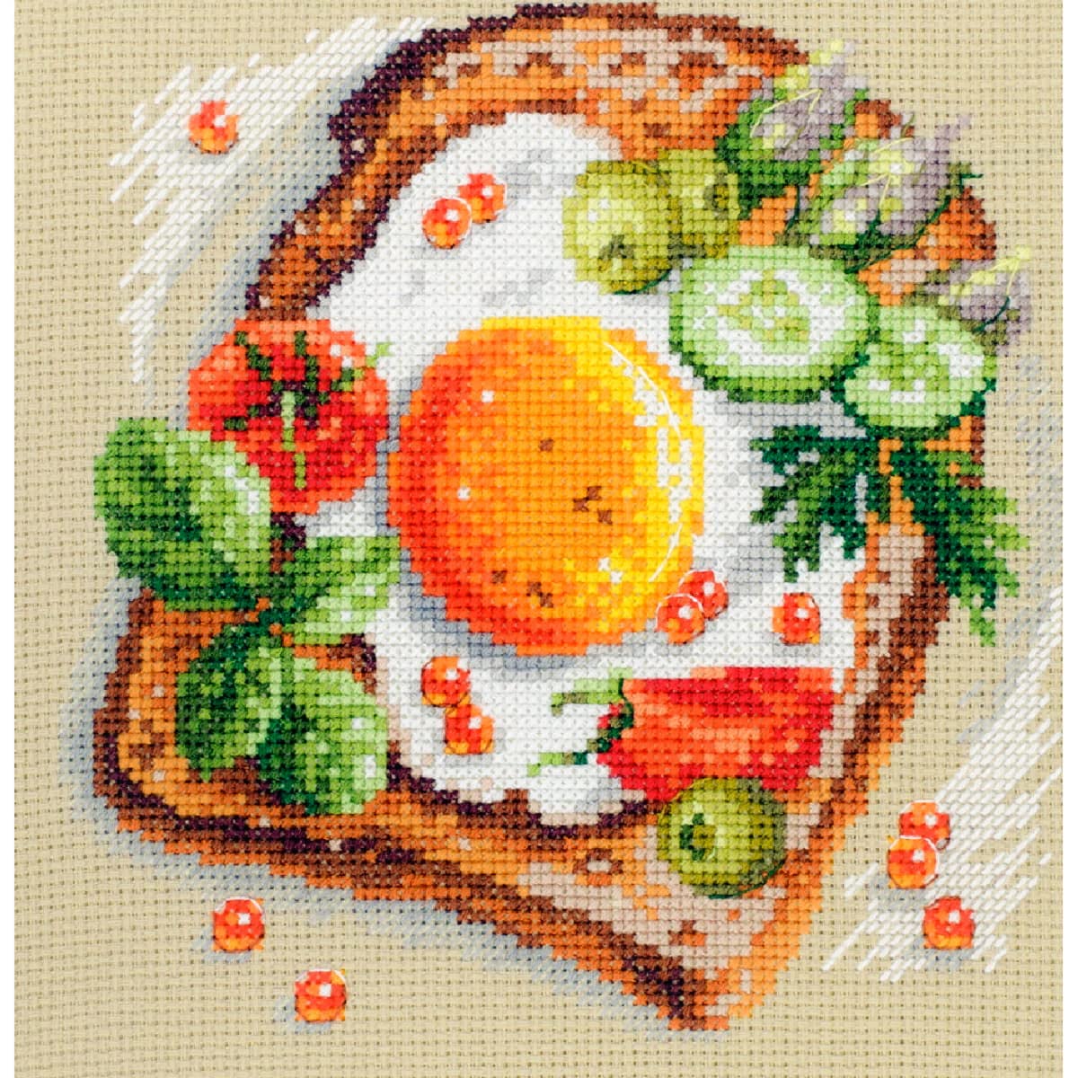 Magic Needle Zweigart Edition counted cross stitch kit ""Fried eggs Toast"", 16x16