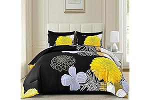 7-Piece Comforter Set Queen Yellow Black