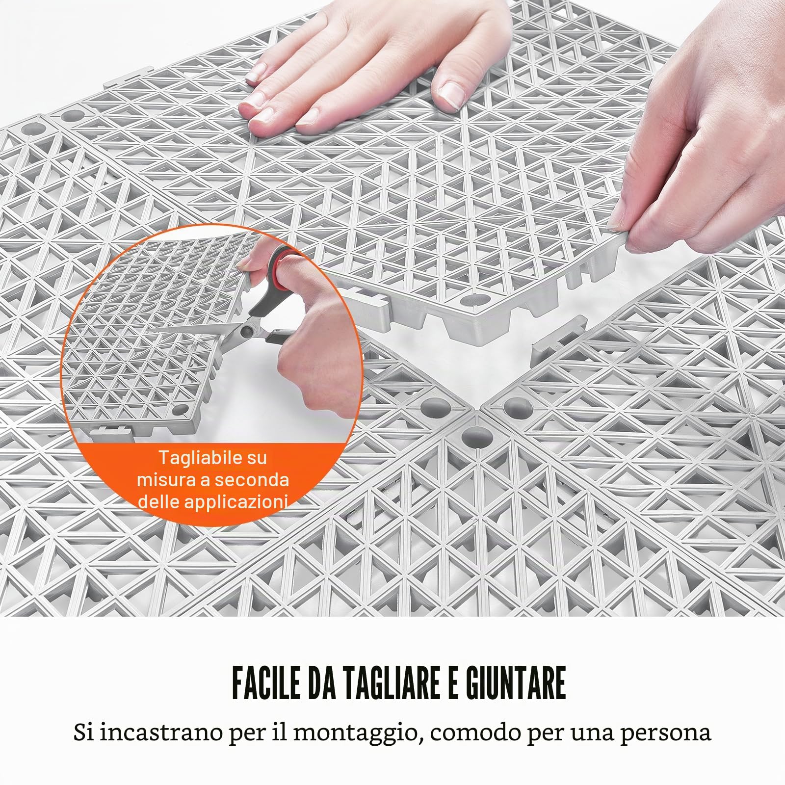 VEVOR Set 55 Piastrelle per Piscina da Giardino 30 x 30 x 1,5cm, Piastrelle Traforate Grigie per Pavimentazione Antiscivolo in PVC a Drenaggio Rapido per Interni & Esterni per Bagno Piscina Giardino