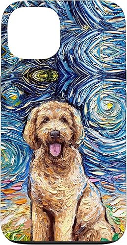 iPhone 13 Lindo Goldendoodle Starry Night Doodle Dog Art por Aja Case
