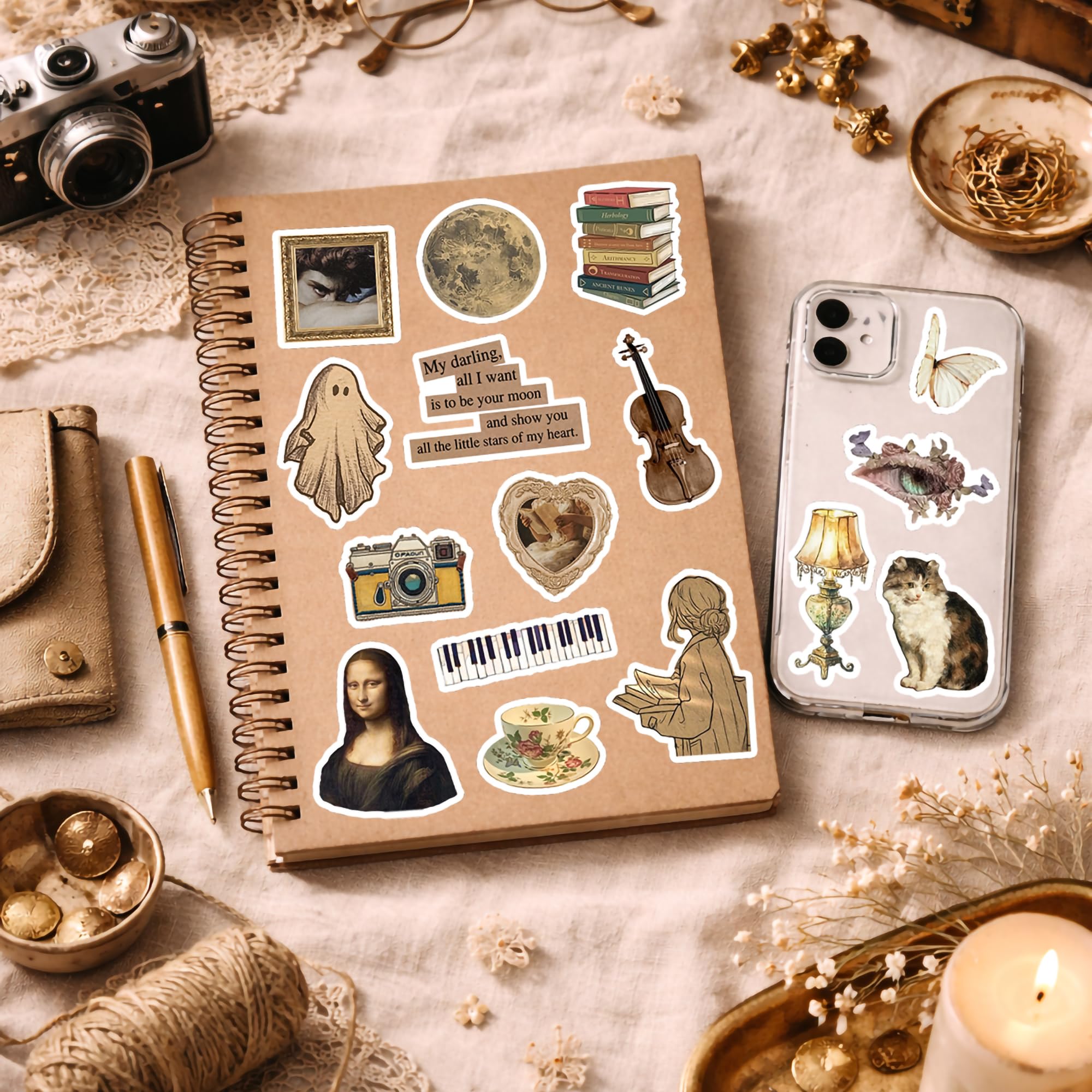 Brown Aesthetic Sticker Pack - 50+ Vinyl Decals -5