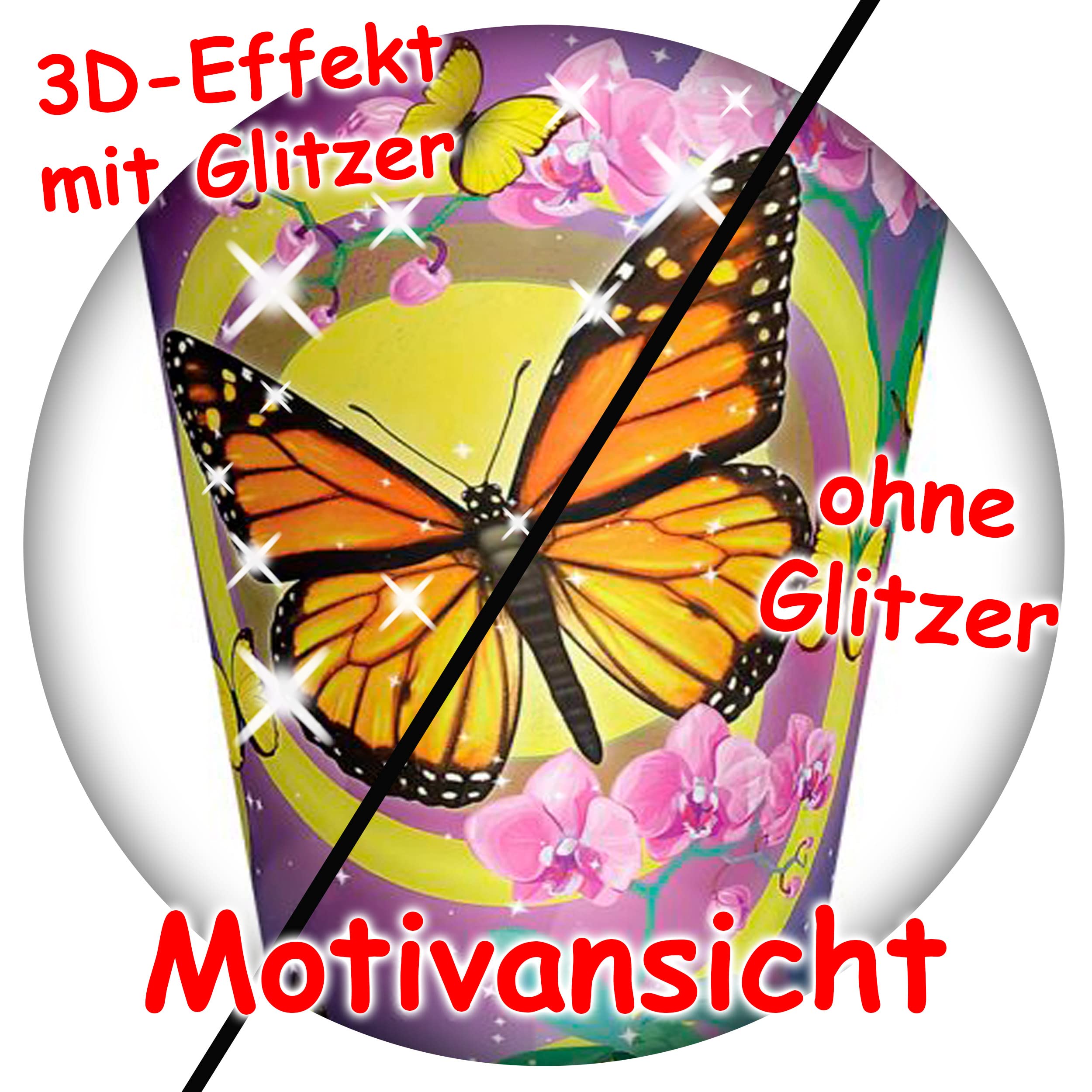 alles-meine.de GmbH Schultüte mit Glitzer - Effekt ! Schmetterling & Blumen 35-85 cm Größe wählbar mit Holzspitze inkl. komplette Füllung + Name + Bänder Schleife +..