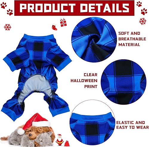 Miniatura 3 de Pijama de Navidad para perro, 3 piezas, overol de búfalo rojo, a cuadros, pijamas para mascotas, pijamas lindas para perros pequeños, medianos,
