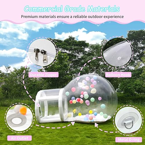 Miniatura 3 de Casa de burbujas inflable, tienda de campaña de burbujas transparentes de 10 pies con soplador y bomba de aire, cúpula de casa de burbujas inflable