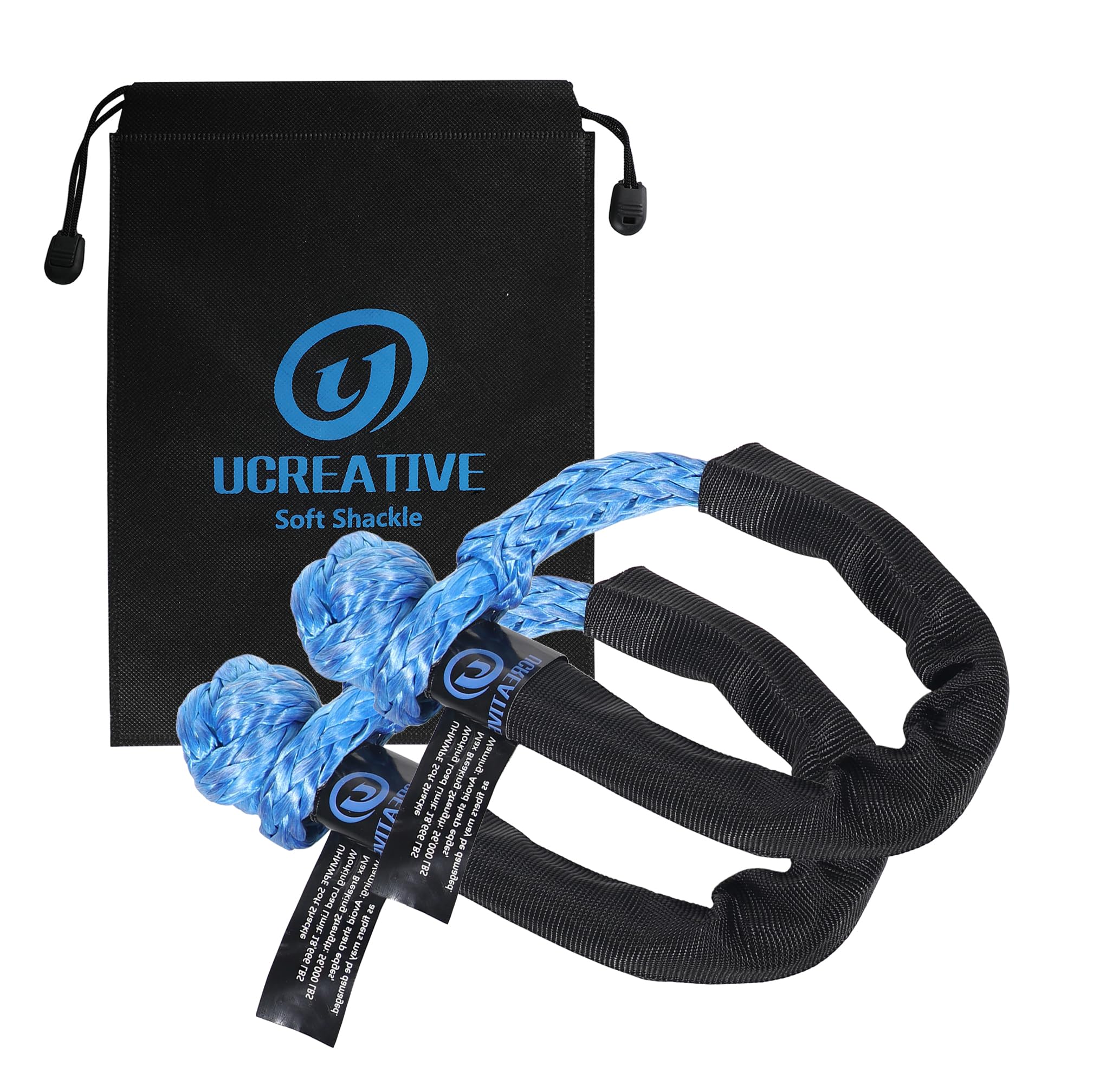 Ucreative 2PCS UHMWPE Soft Shackles 1/2 Inch x 22 Inch Blue