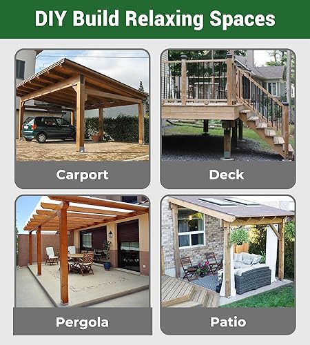 Miniatura 18 de Base de poste de 4 x 4 (tamaño interior 3 1/2 x 3 1/2 pulgadas), soportes de poste de madera ajustables para hormigón