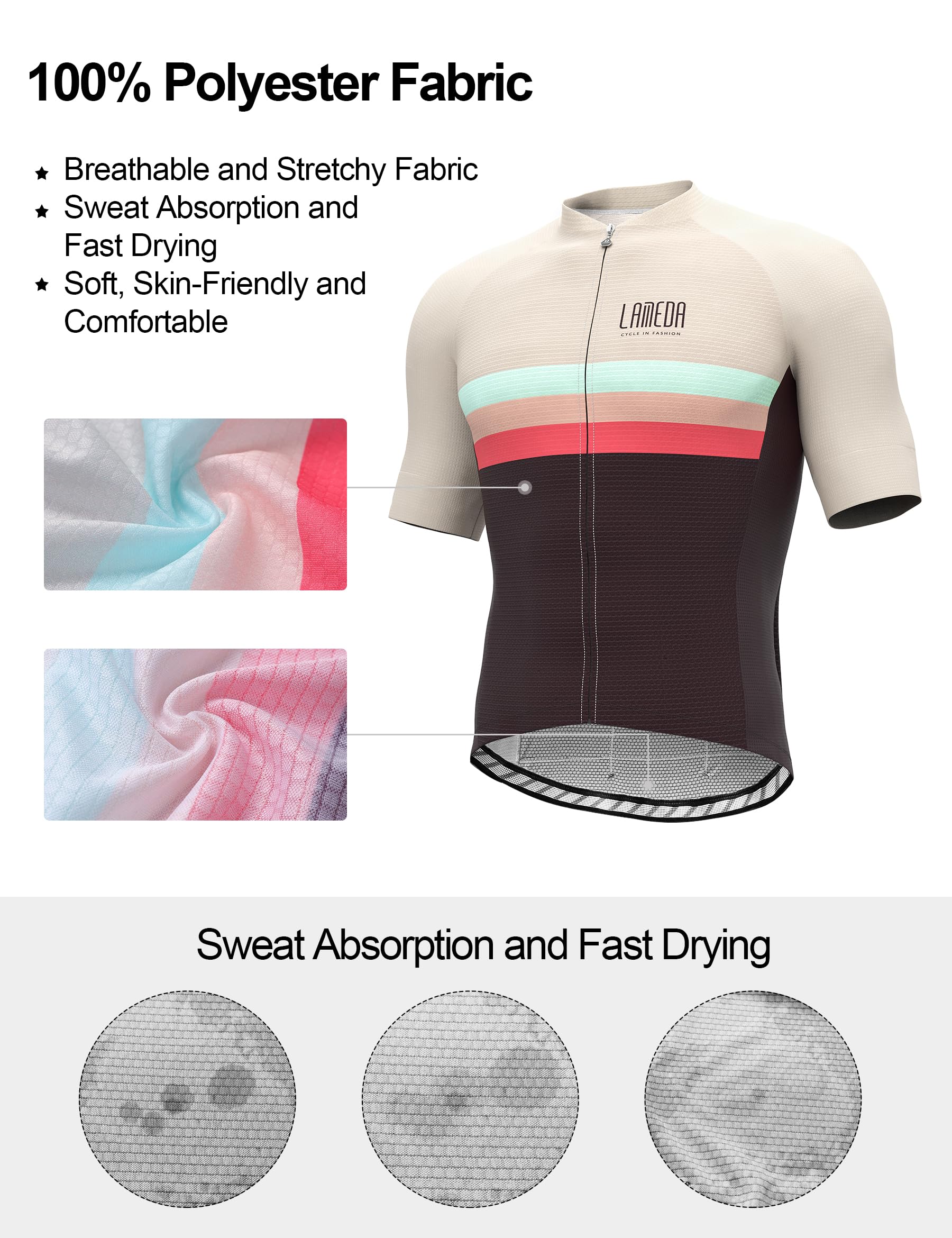 LAMEDA Maillot Ciclismo Hombre MTB Camisetas Transpirable Secado Rápido Jersey Bicicleta