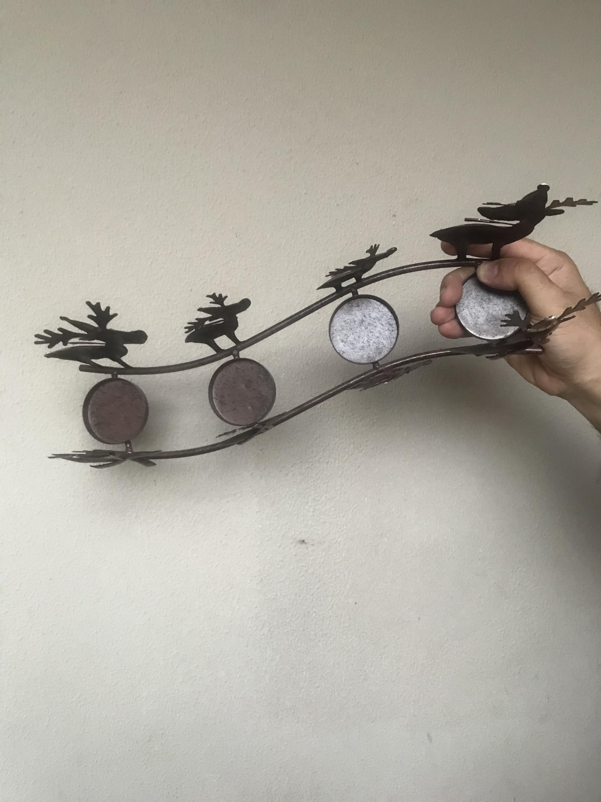 Handchic Vintage Metal Decor Deers Tealight Hurricane Candle Holders for Table