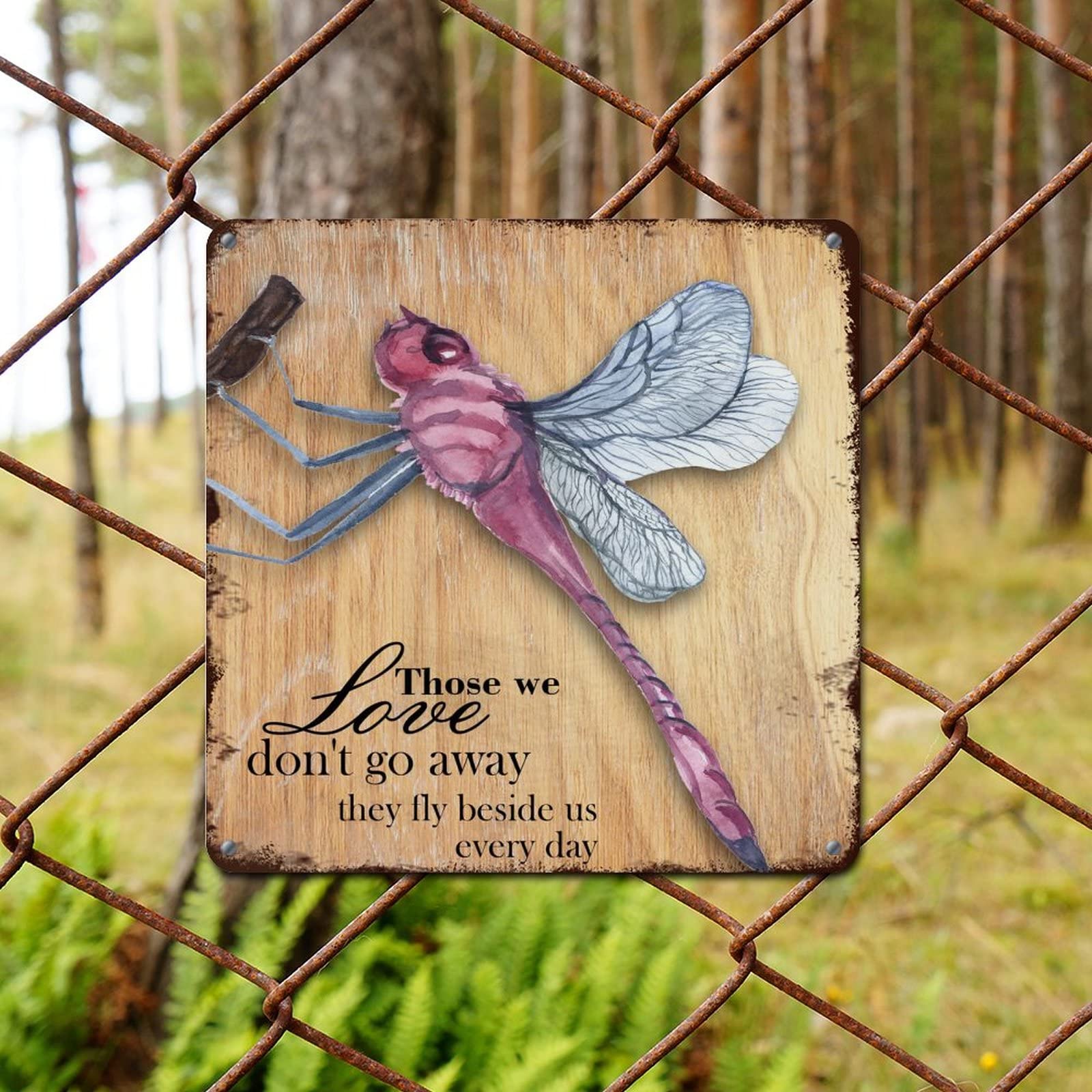 NABRAND Targa da parete in legno con libellula, scritta in inglese ''Those We Love Don't Go Away Fattoria con libellula, decorazione da appendere, cartello incorniciato, per camera da letto, regalo