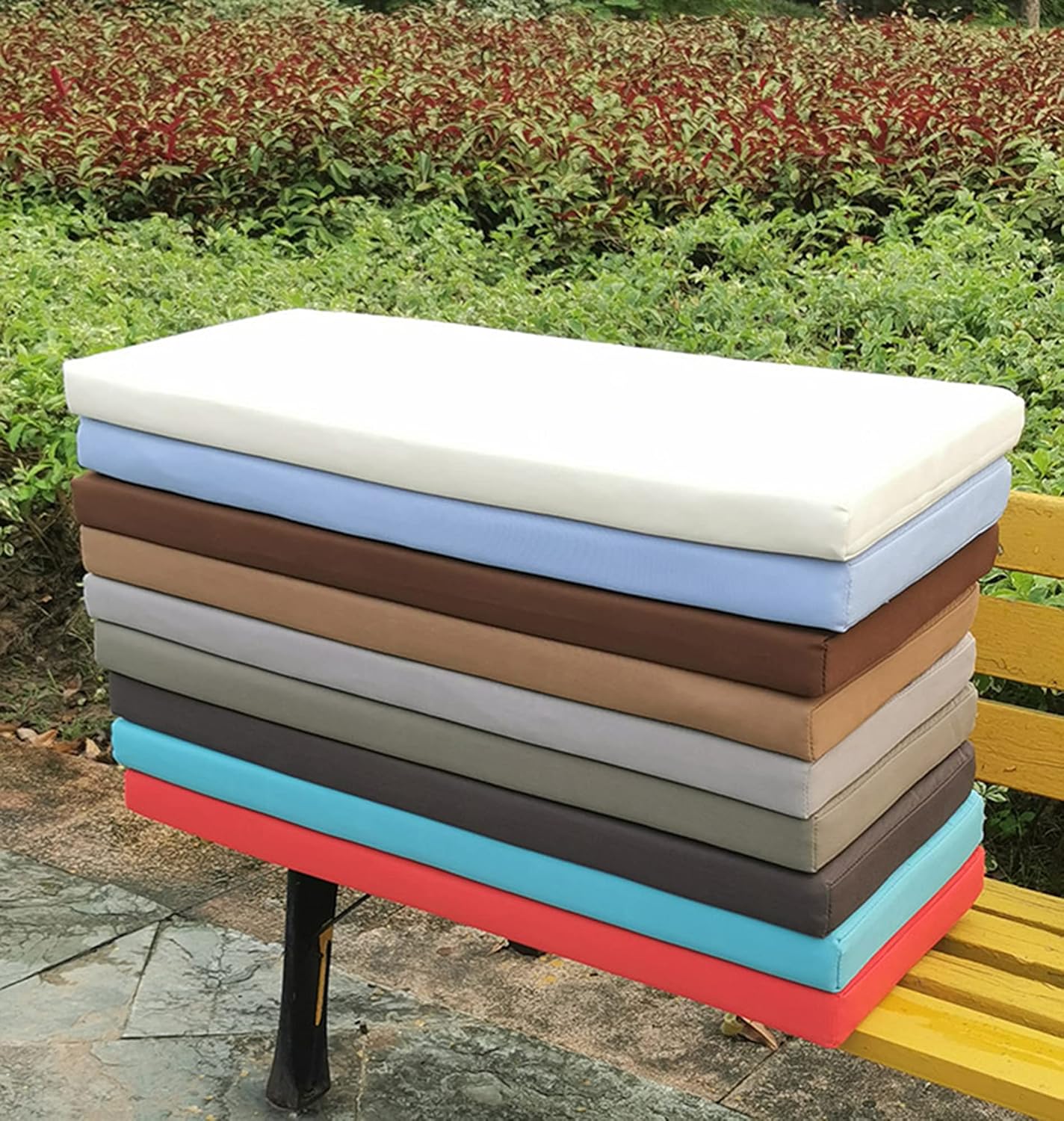 防水ベンチクッション 厚さ5cm 2/3人掛けソファパッド ロングシートマット 屋内・屋外ガーデンパティオ用 110x45x5cm