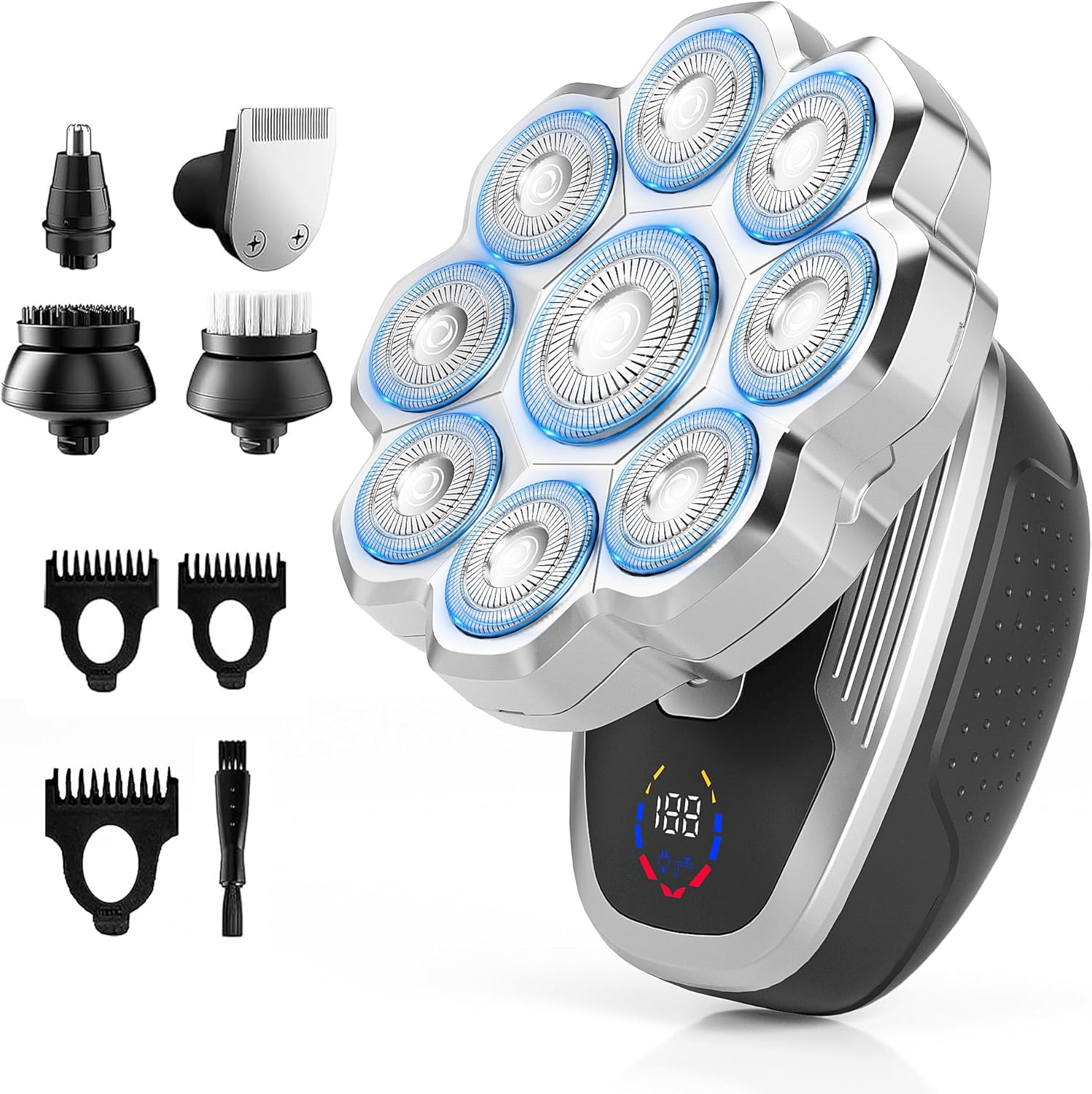 Electric Razor for Men,Head Shavers for Bald Men,9D Floating with Magnetic Razors,5-in-1 Head Shaver,Wet & Dry Electric Razor for Home & Travel