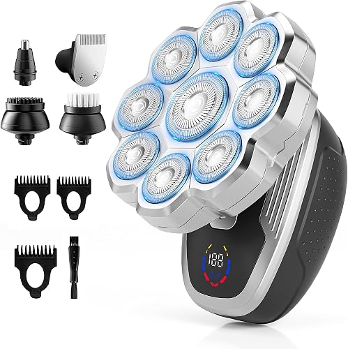 Electric Razor for Men,Head Shavers for Bald Men,9D Floating with Magnetic Razors,5-in-1 Head Shaver,Wet & Dry Electric Razor for Home & Travel