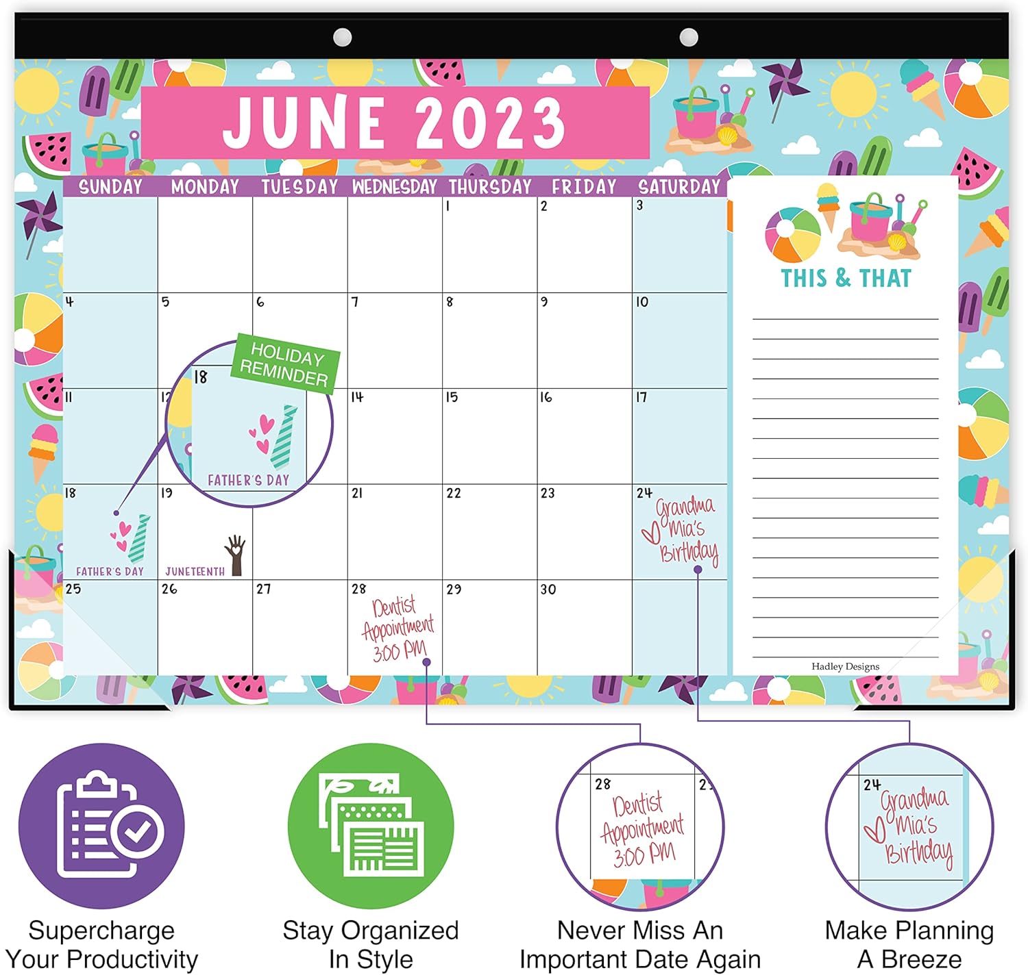 Buy Doodle Large Desk Calendar 20232024 Calendar Desk Pad 18 Month