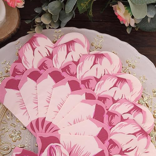 Miniatura 5 de Efavormart - Paquete de 20 servilletas de papel de 2 capas con forma de flor de peonía rosa para fiesta de boda, elegantes servilletas desechables