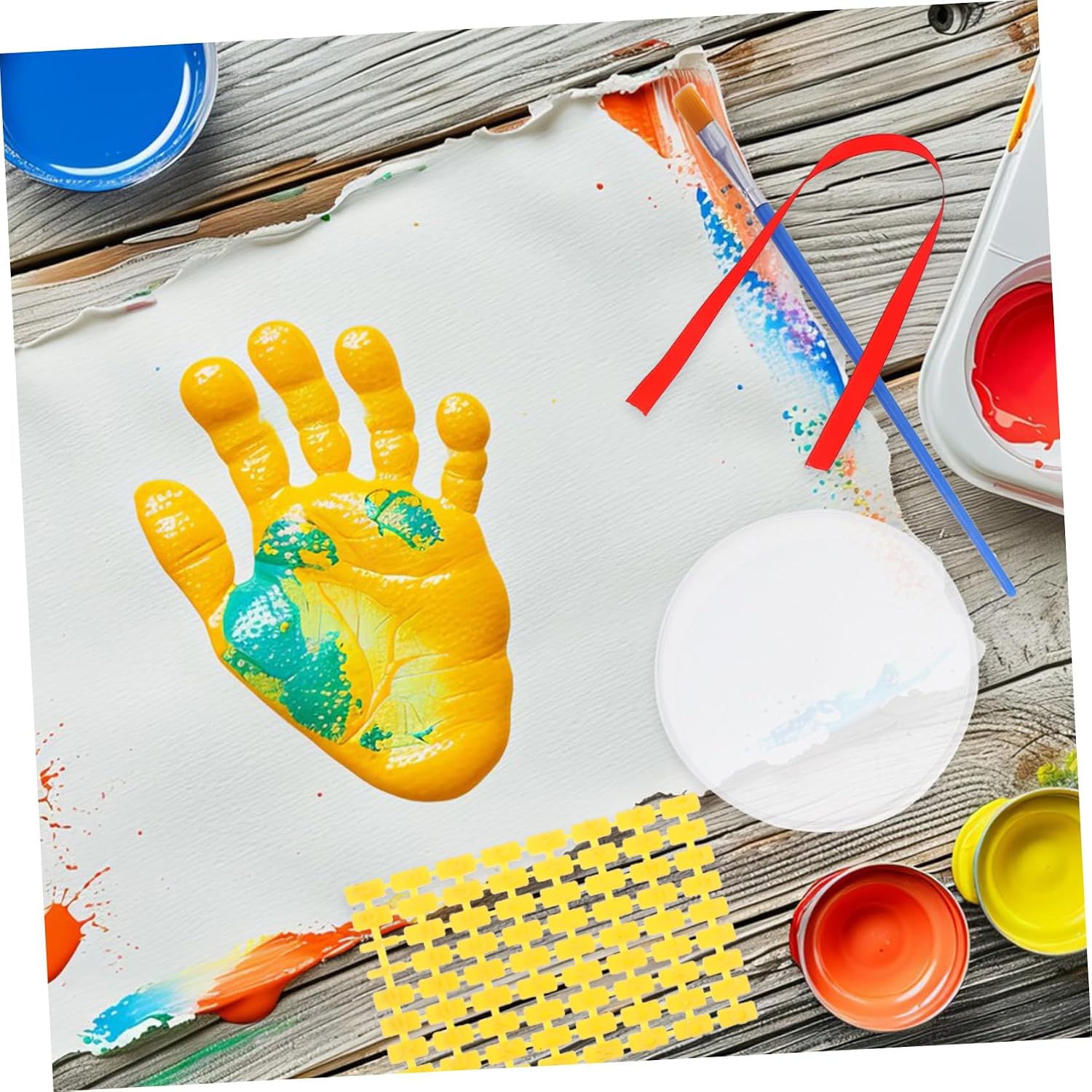 MERRYHAPY DIY Handprint and Footprint Kit Use Casting Set for Newborns Includes Ink Pads Frame Gold Paint Brush and Molds for Lasting Memories