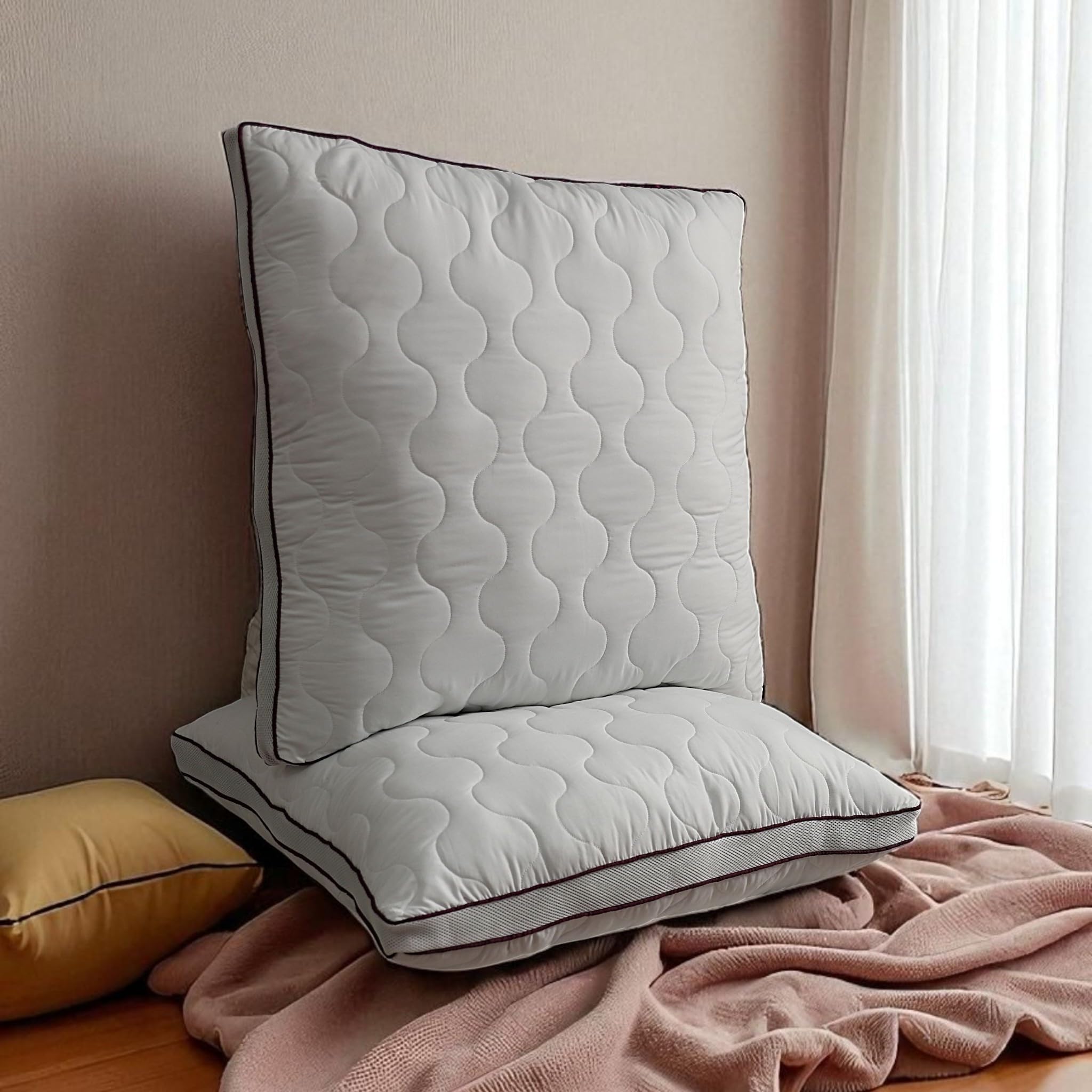 Kopfkissen 80x80 cm – Atmungsaktives Mikrofaser Kissen mit Airflow-Netz, verstellbare Füllung mit Reißverschluss, waschbar, weich & stützend – Made in Germany – 1er oder 2er Pack (2er-Pack)