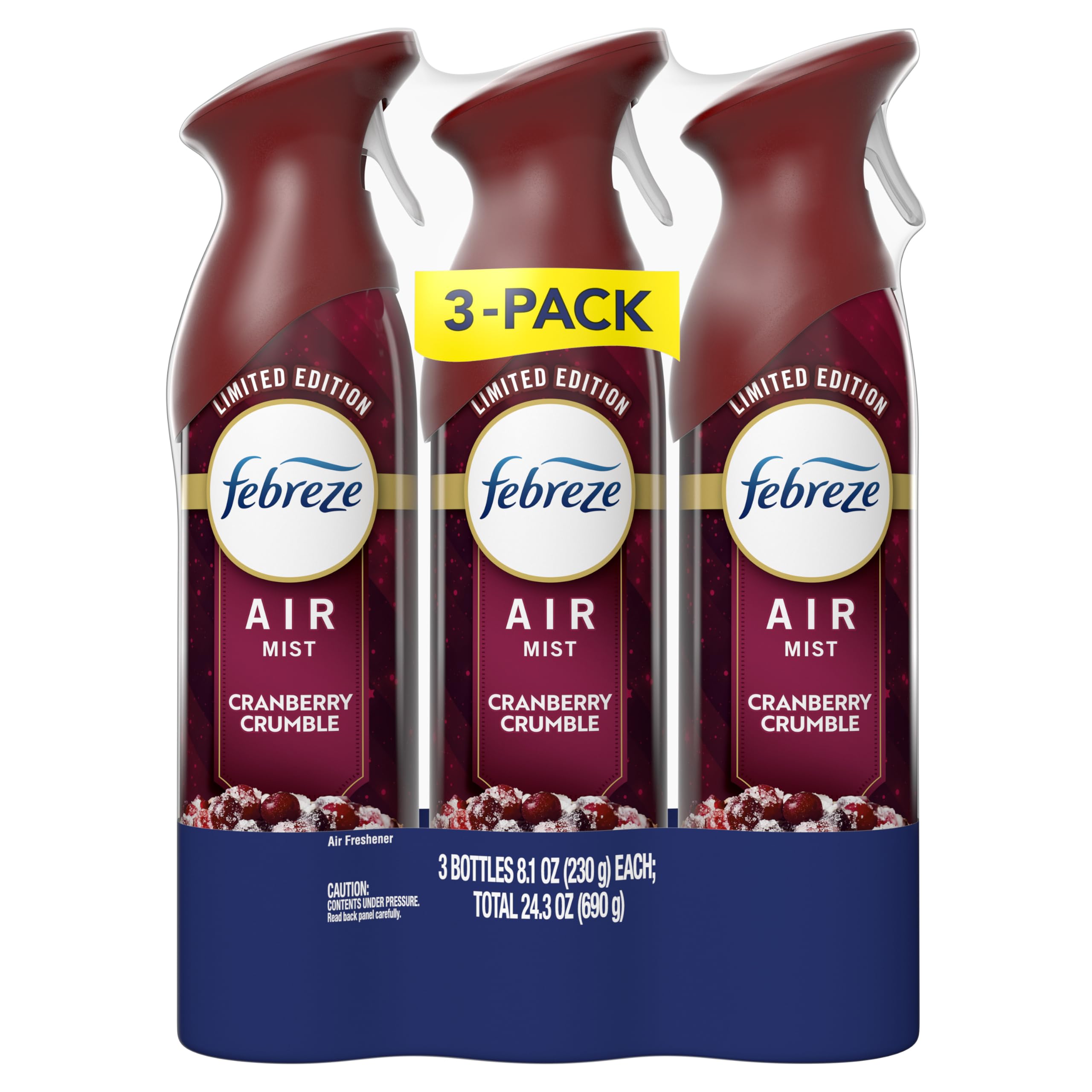 Febreze Odor-Fighting Air Freshener Spray, Room Spray, Cranberry Crumble Air Mist, 8.1 oz, 3ct