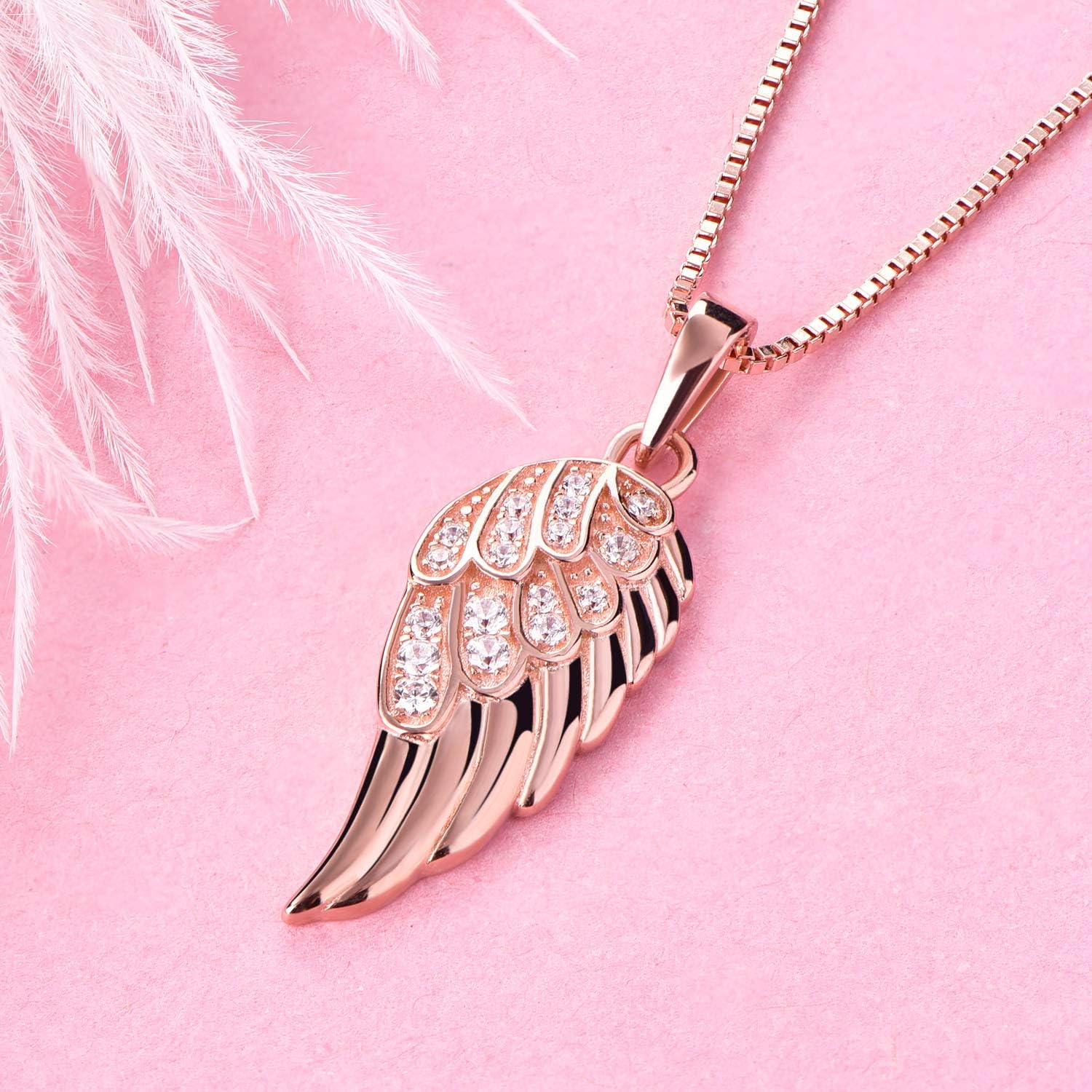 STARCHENIE 925 Sterling Silver Angel Wing Pendant Necklace for Women Cubic Zirconia 18" Chain - Image 4