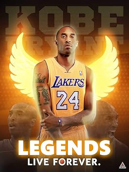 777 Tri-Seven Entertainment Kobe Bryant Poster Legends Live Forever Wall Art Print, 18"x24", Unframed, Multicolor