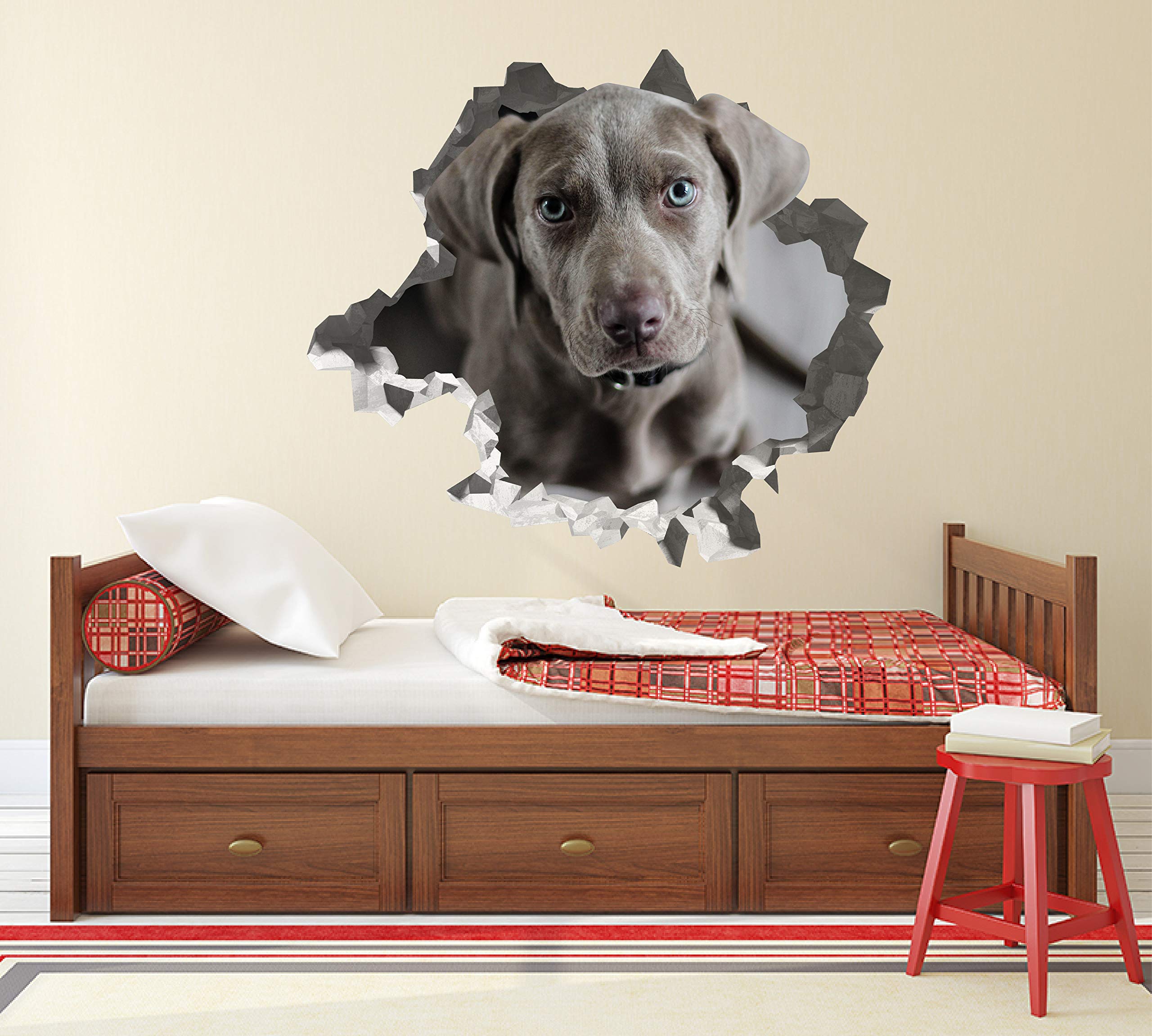 Cachorro Weimaraner Pegatina - Calcomania Animales - Decoración de Cuartos Niños - Sticker de Perros - Decoración Infantil - JS367 (Gigante: 127 cm x 117 cm)