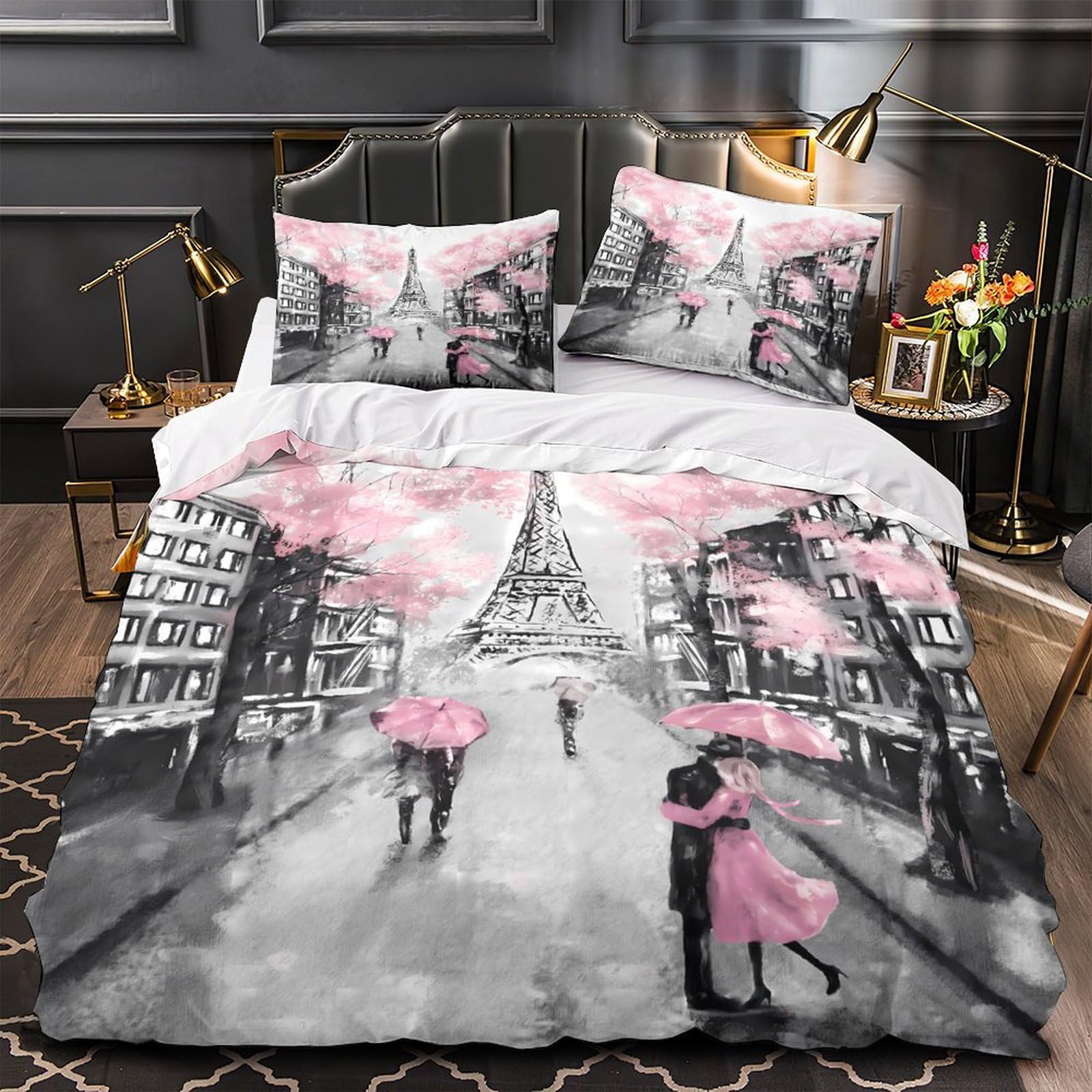 Housse de couette hypoallergénique chien papillon 260x220 anti-acariens