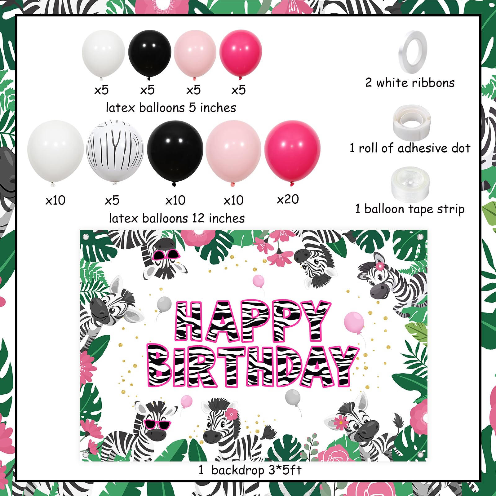 Animal Print Latex Balloons, Zoo Party Balloons, Zebra, Tiger...