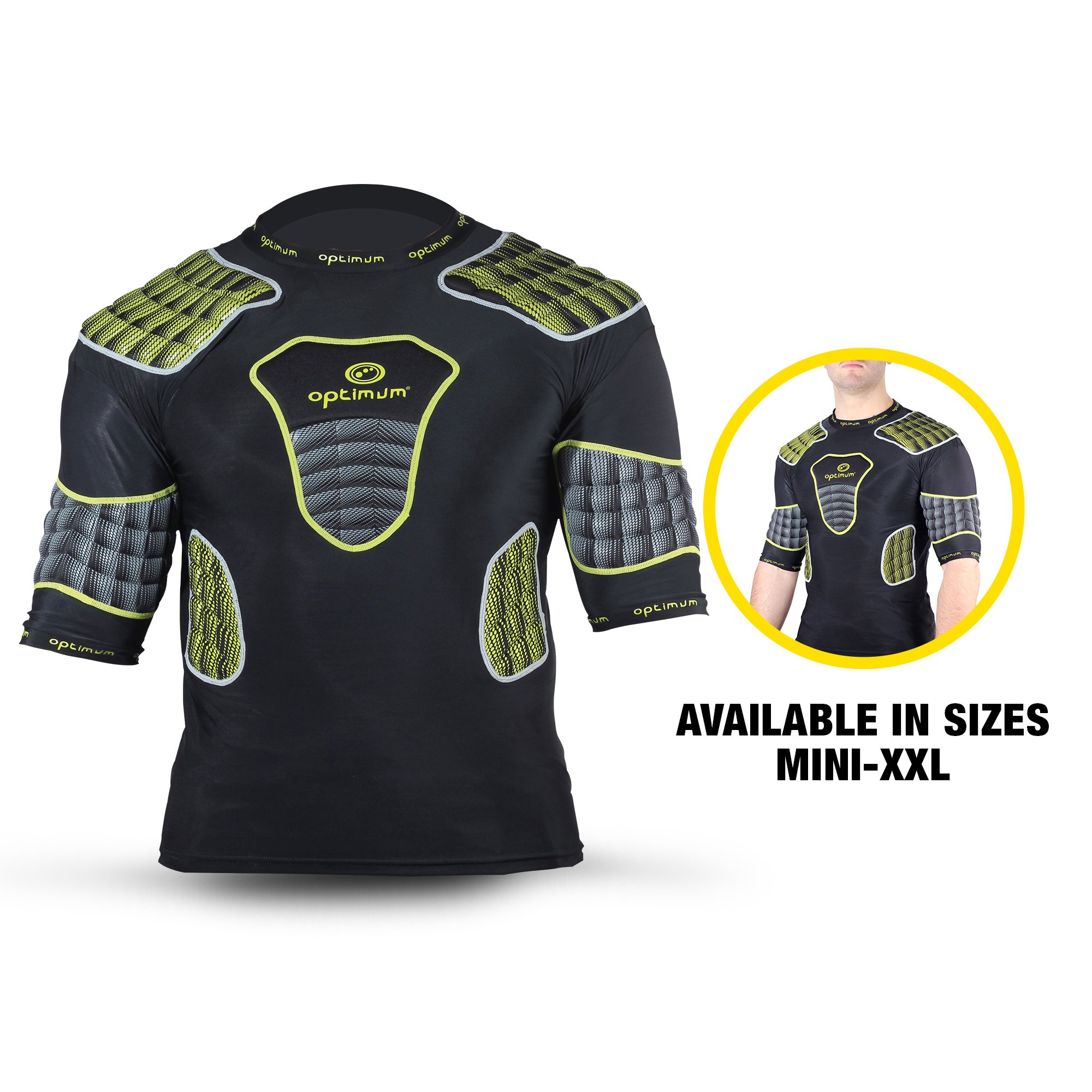 OPTIMUM Herren Atomik Schutz Schulterpolster, Herren, Atomic, Schwarz/Gelb/Grau