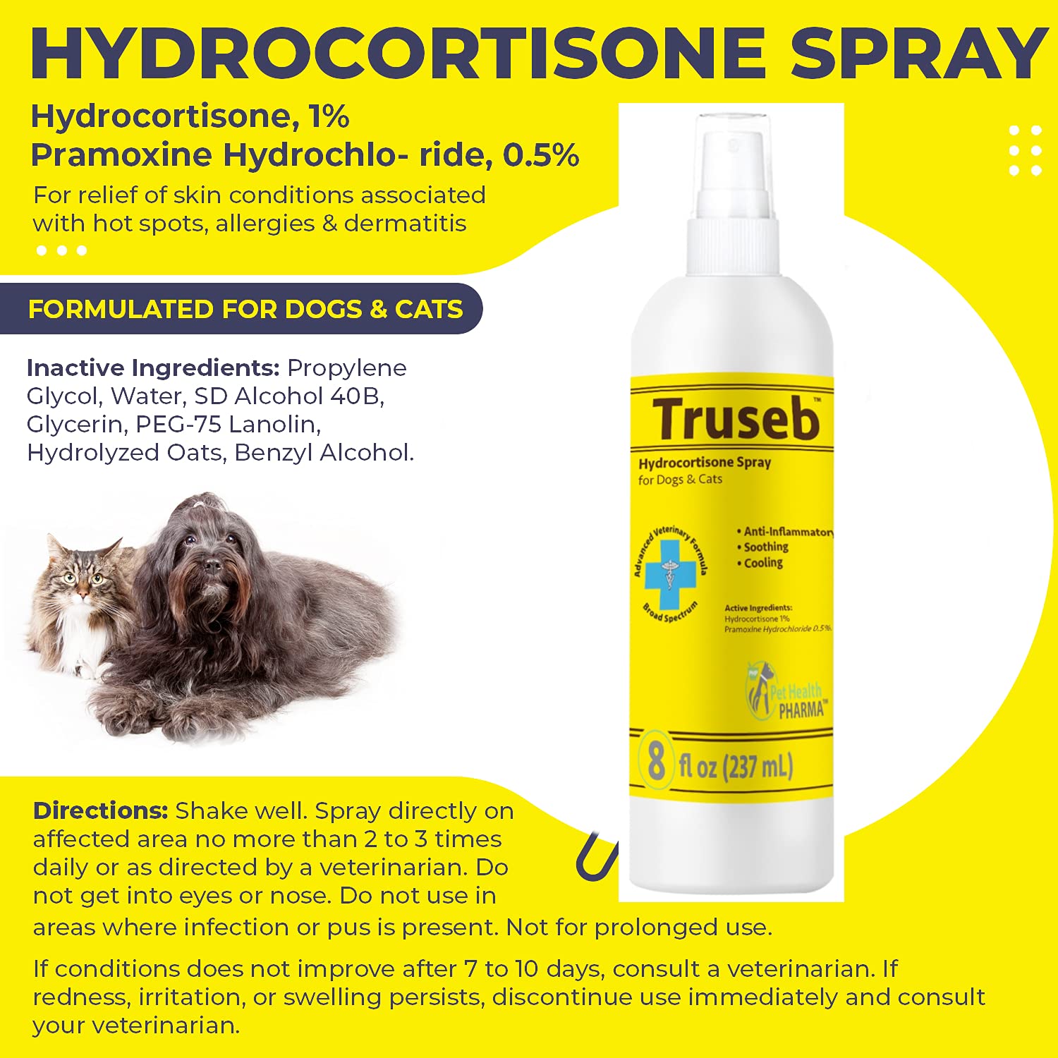 Buy Pet Health Pharma Truseb Hydrocortisone Spray for Dogs, Cats