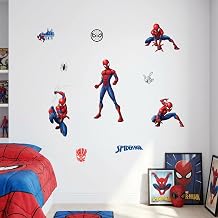 Marvel Spider-Man Wall Decals - Set of 10 Removable Vinyl Stickers for Kids Bedroom Playroom Bathroom - Peel and Stick Room Decor