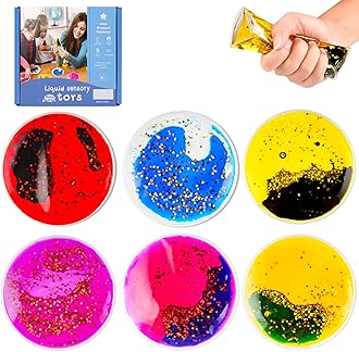 Sensory Soft Gel Liquid Toys : Sensory Fidget Toys Water Sensory Toys for Autistic Children 6pack Round