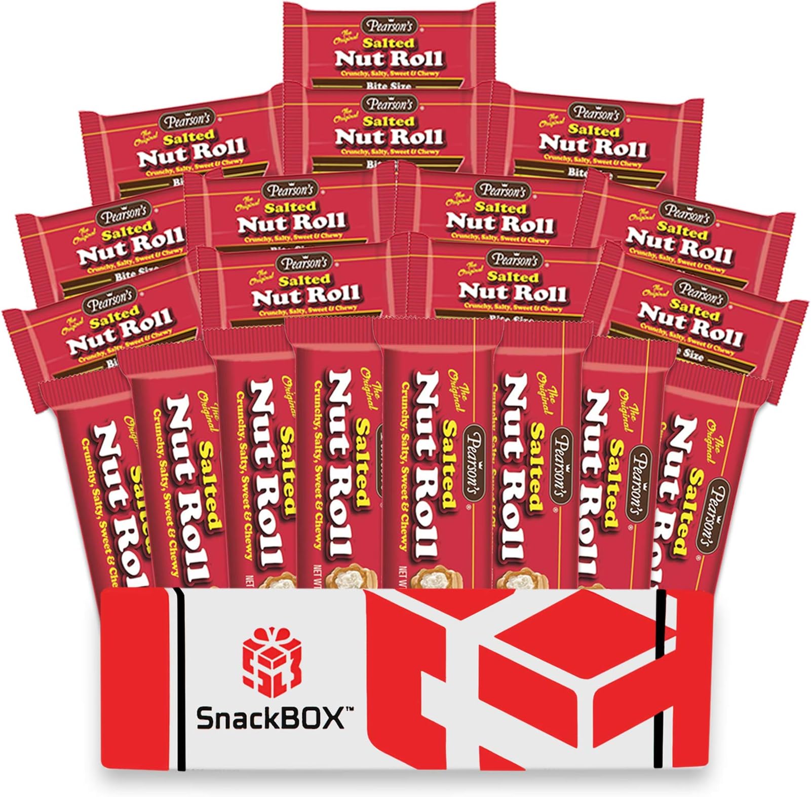 Pearson's Salted Nut Roll Gift Box for Fathers Day - 8 Regular and 12 Bite Size Variety
