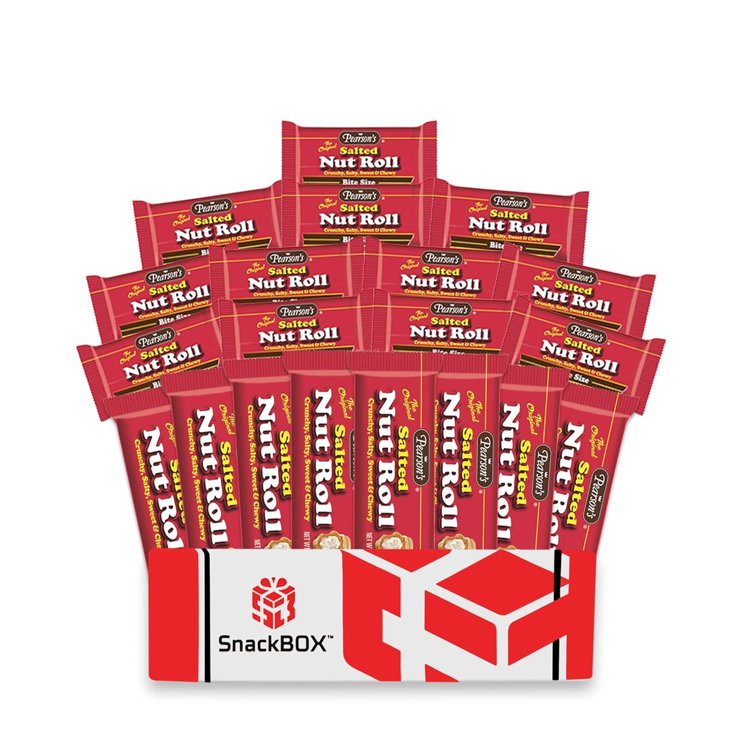 Pearson's Salted Nut Roll Gift Box for Fathers Day - 8 Regular and 12 Bite Size Variety