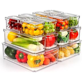 Sorbus Fridge Bins and Freezer Bins Refrigerator Organizer Stackable Food Storage Containers BPA-Free Drawer Organizers for Refrigerator Freezer and Pantry