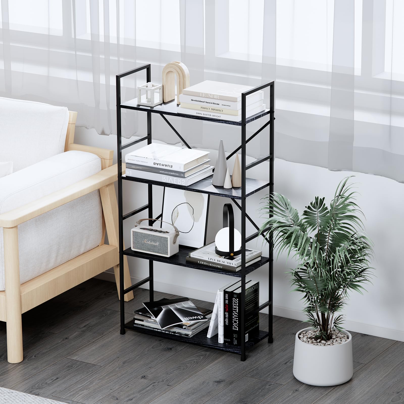 Amazon｜棚 オープンシェルフ ラック 4段 幅58.7cm 高さ112cm スリム