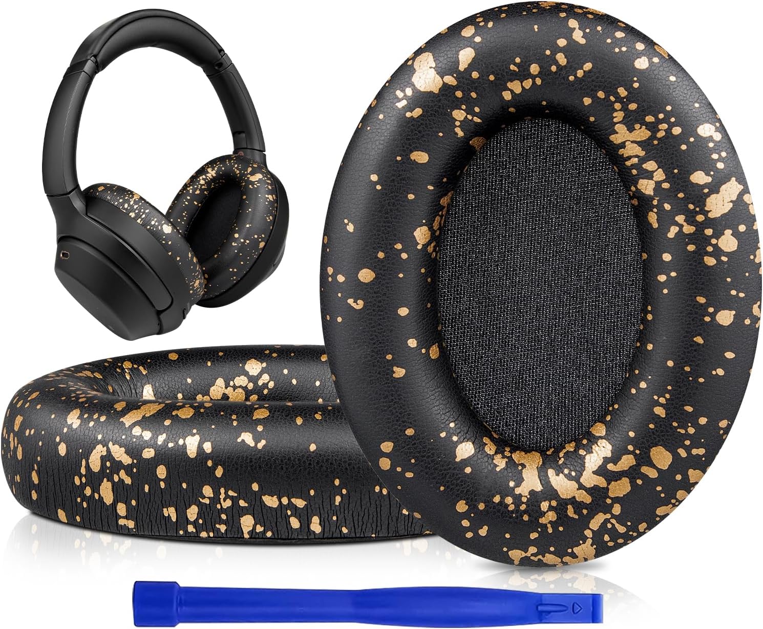 ECSiNG 1 Paar Oorkussens Vervanging Compatibel met Sony WH-1000XM2 MDR-1000X Hoofdtelefoon Eiwit Lederen Schuim Oor Kussen Oortelefoon Accessoires Zwart