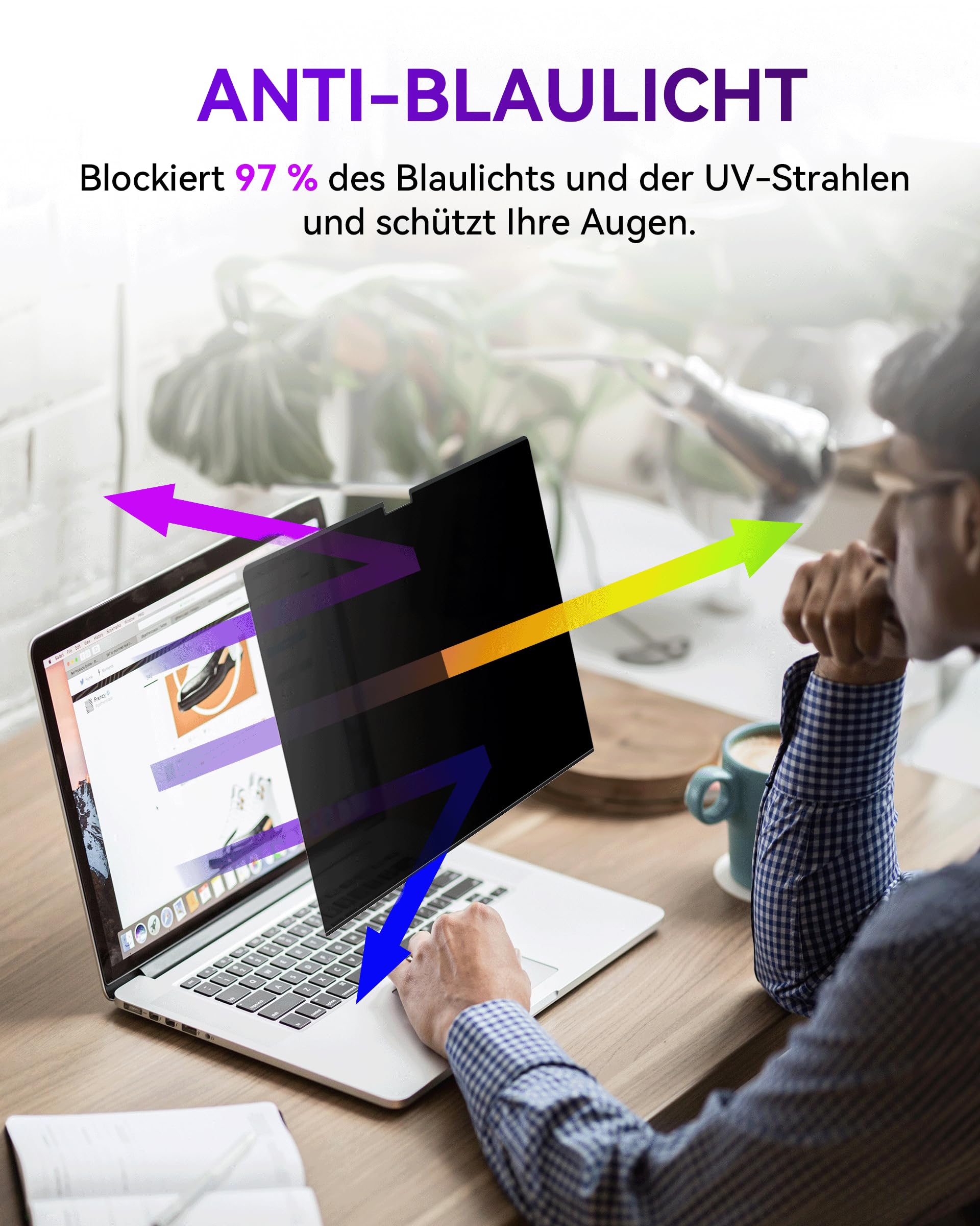Filtro privacy magnetico per Apple MacBook Air 15 pollici (2023 – 2025, M2/M3/M4 A2941 A3114), pellicola di protezione per la privacy e la privacy del computer portatile