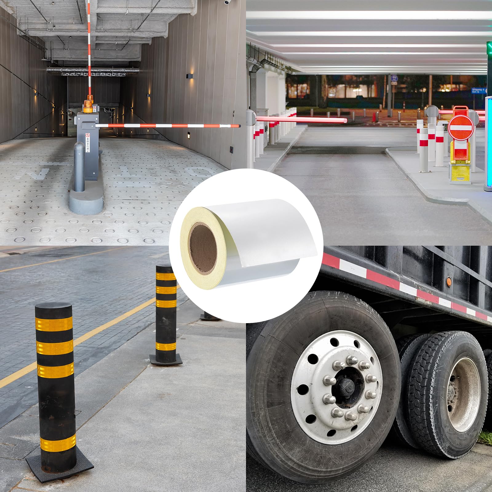 PATIKIL Cinta Reflectante Adhesiva, 45.7m x 15cm(L*A) Cinta de Seguridad Impermeable con Adhesivo de Alta Visibilidad Reflectante de Precaución para Camiones Coches Blanco