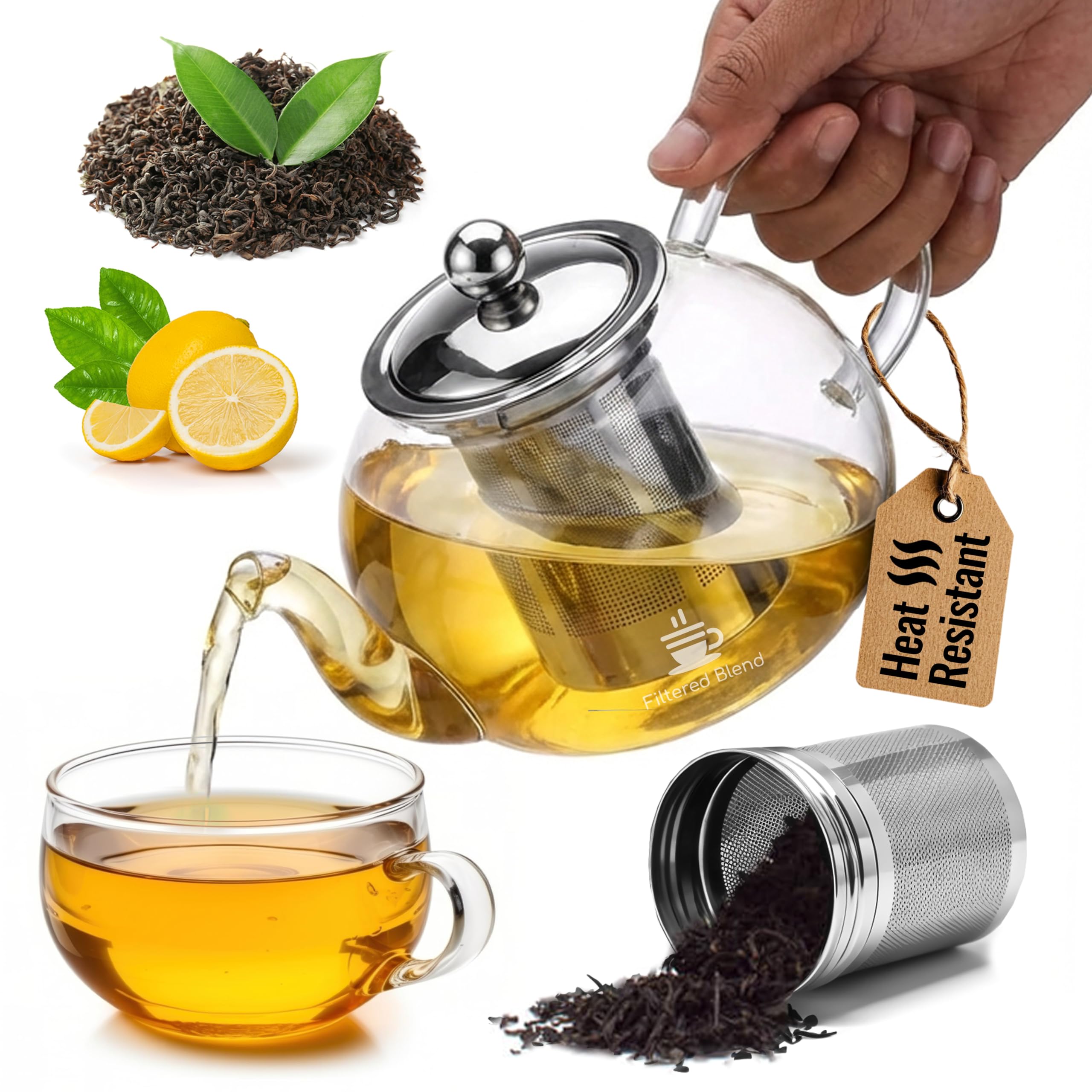 13.5oz Glass Tea Pot Set with Infuser