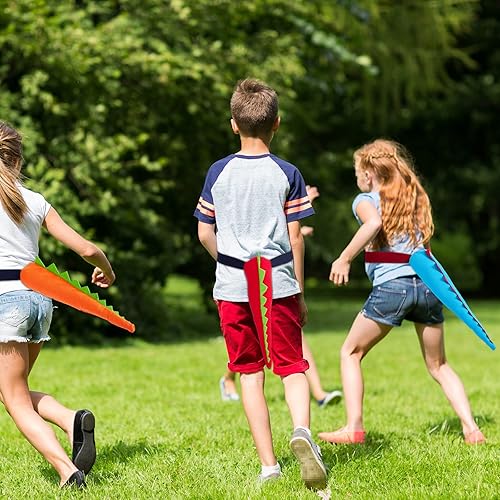 Miniatura 6 de Leitee Juego de 20 dinosaurios de fieltro, 10 colas y 10 máscaras de dragón para recuerdos de fiesta de dinosaurios para niños pequeños, fiesta de