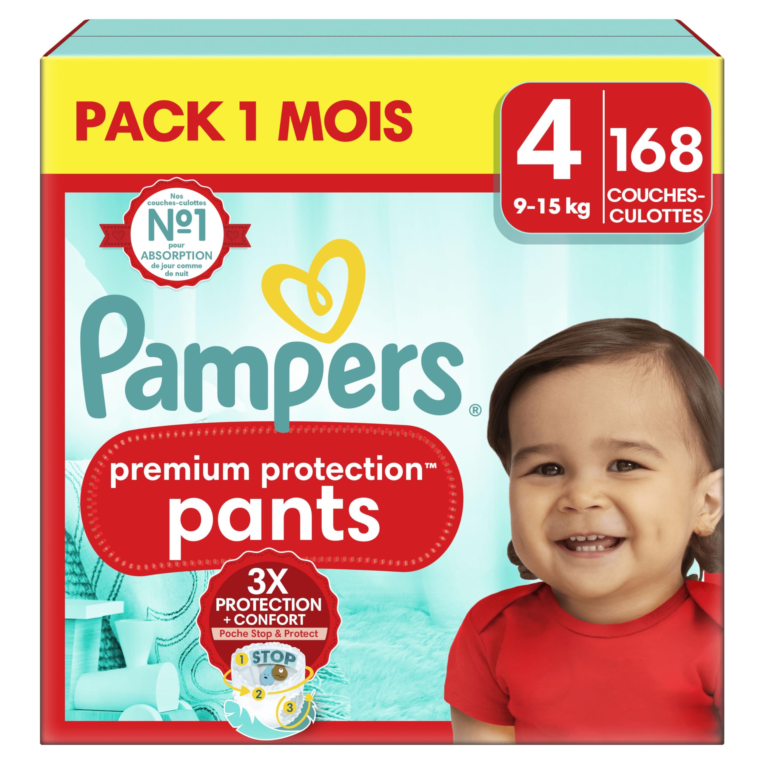 Pampers Premium Protection Taille 2 - 168 Couches 4-8 Kg - Lot Économique