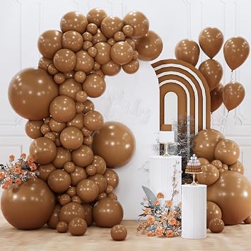 PartyWoo Brown Balloons 152pcs Different Sizes of 18 12 10 5 Inch Boho Neutral Fall Coffee Tan Balloons Arch Kit Garland for Birthday Boy Baby Shower Jungle Safari Fall Party Decorations Brown-F09