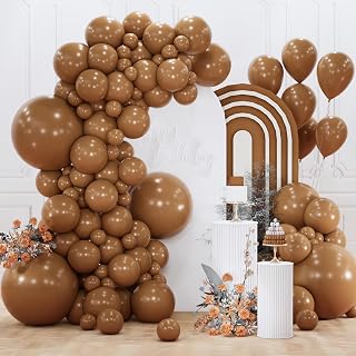 PartyWoo Brown Balloons 155pcs Boho Coffee Tan Fall Color Different Sizes