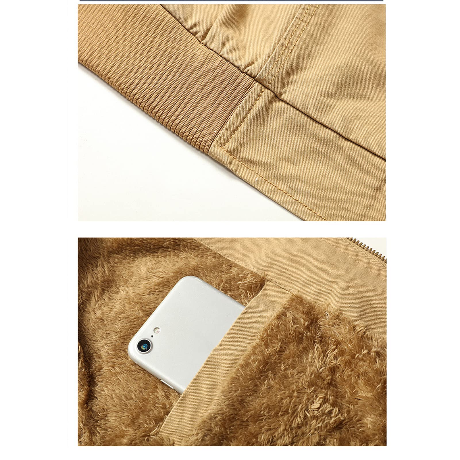 Hombre de algodón Fleece Grueso Gilet Chaleco Outwear Outwear Outdoor Casual Zip Up Pesca Chaleco cálido Hombre Chaqueta Multi Pocket Capa de Carga Light Khaki-XXL