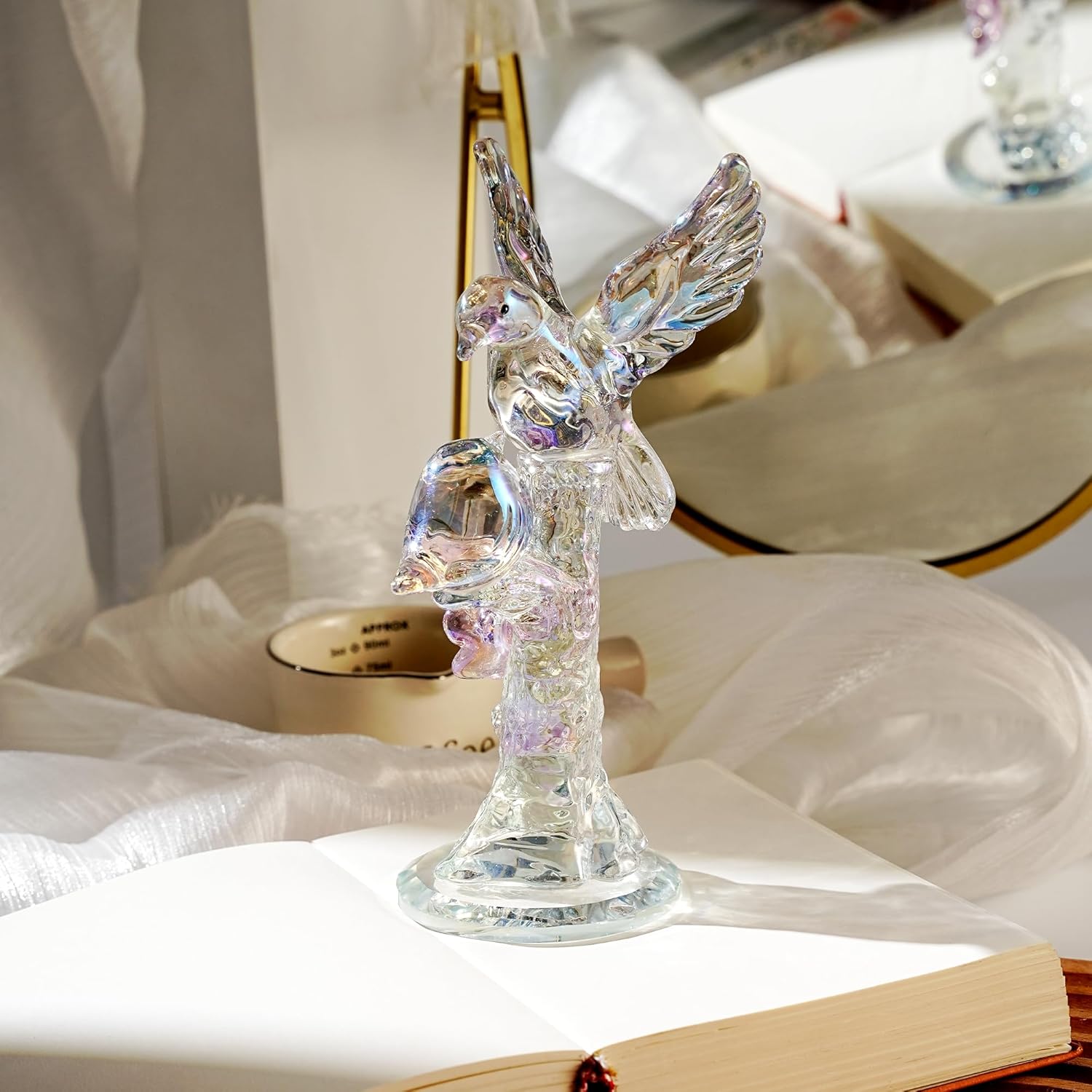 Crystal Tree with BirdCrystal Bird Figurine Collectible Art Glass Animal Figurines,Decorative Piece for Gift-Giving and Home Styling,Glass Tree Decor, Office Decor for Women - Image 3