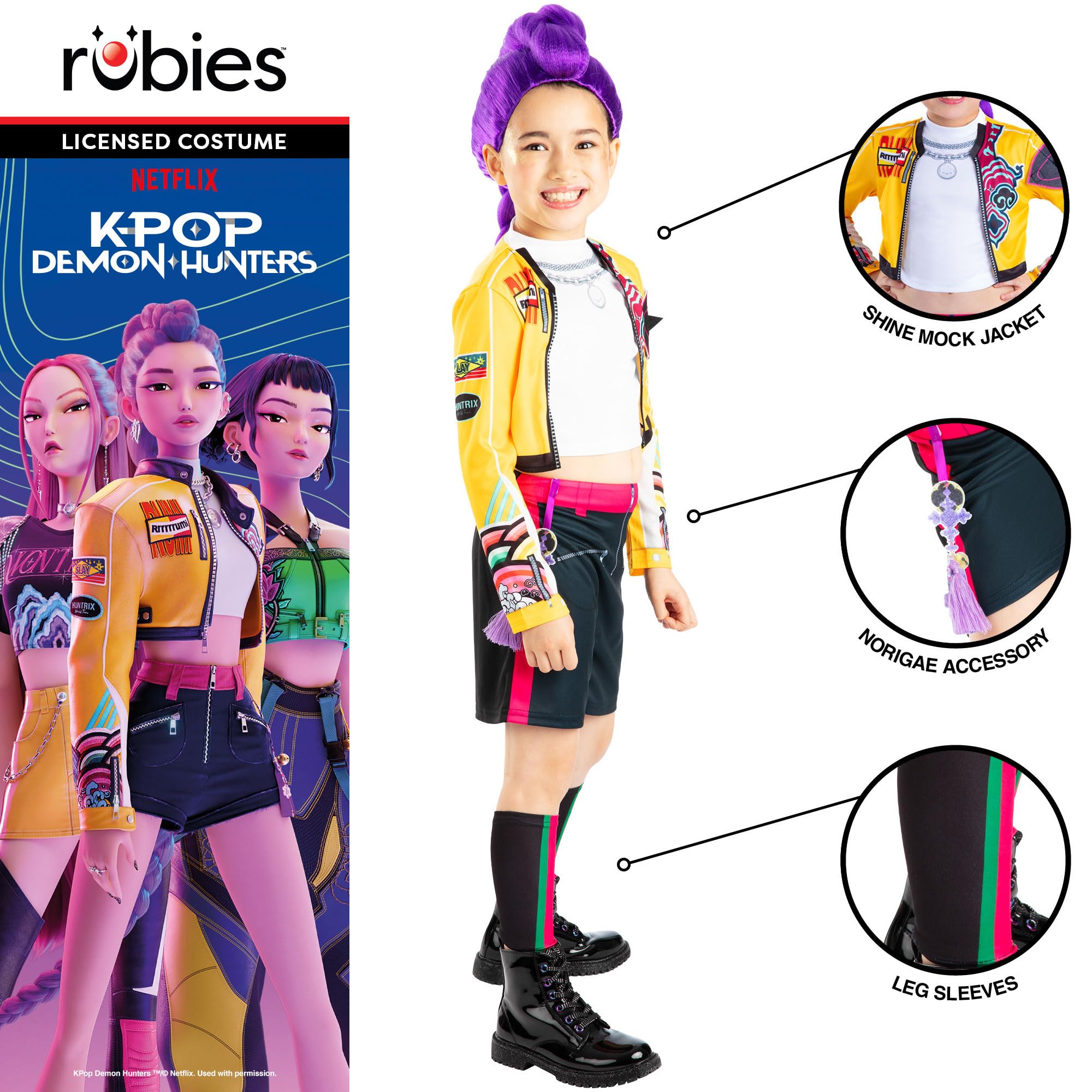 Rubies Official Netflix K-Pop Demon Hunters Rumi Child Costume, Kids Fancy Dress, Size Age 6+ Years, Multicoloured, 6 Years - Image 3