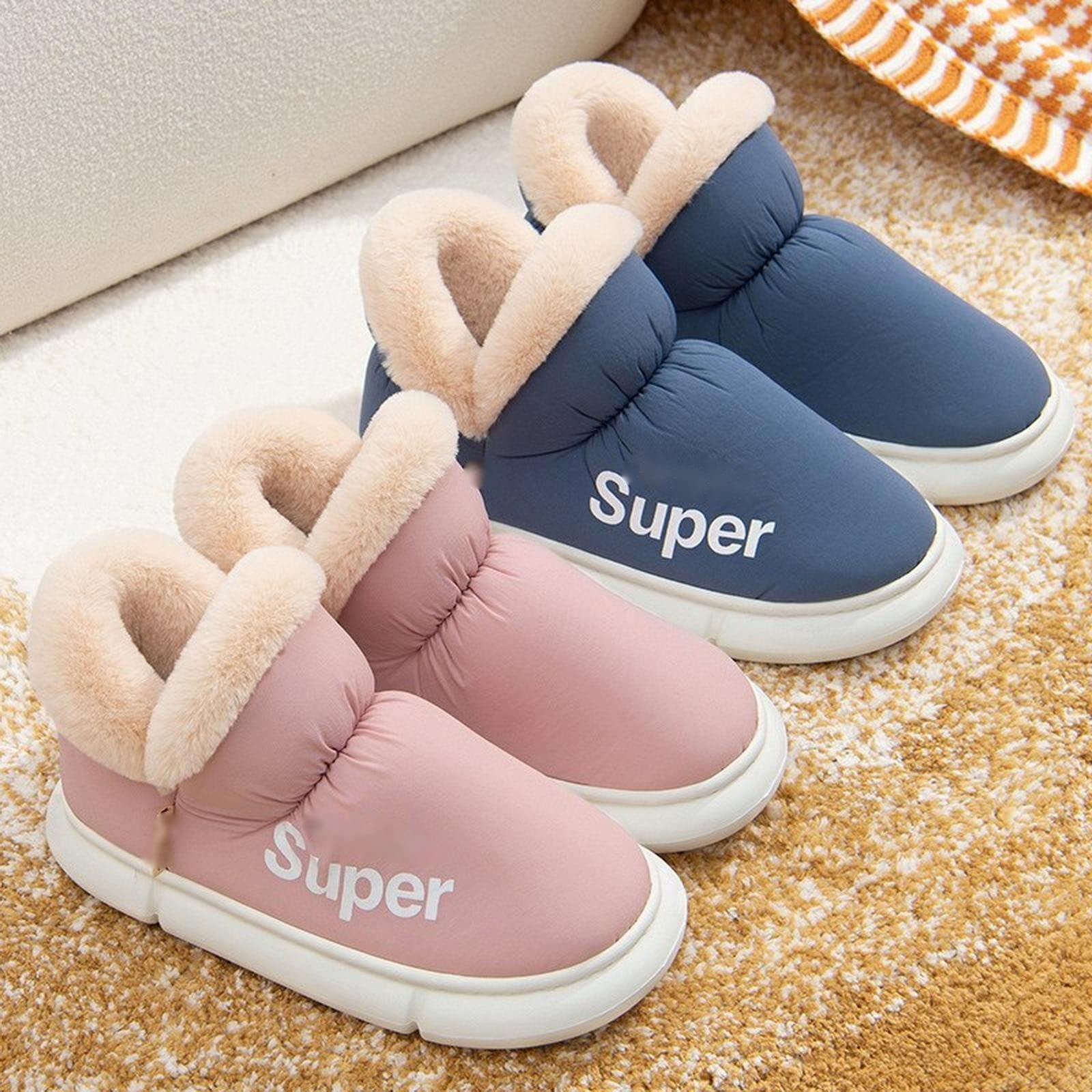 HIHELO Ciabatte Donna Invernali Peluche Inverno Da Donna Pantofole Per La Casa Pavimento Unisex Piattaforma Spessa Calzature Famme Stivali Di Cotone Caldi Coppie Pancione