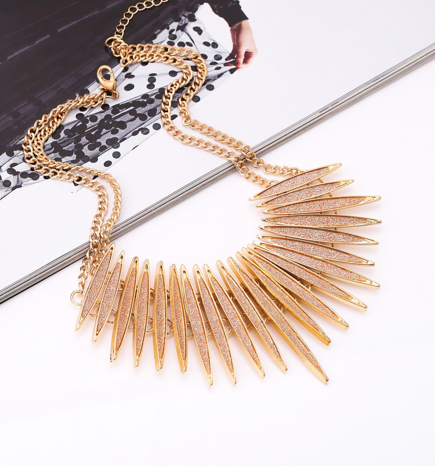 MOLOCH Sparkling Druzy Leaf Choker Necklace Fashion Gold-Tone Collar Necklace Bib Statement Chunky Tribal Necklace Woman Jewelry - Image 3